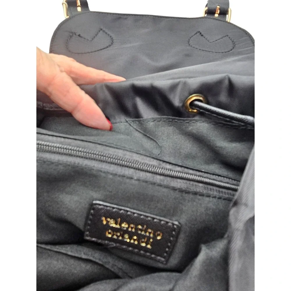 Valentino Orlandi‎ Black Nylon Backpack Gold Logo Rucksack with Wallet NEW